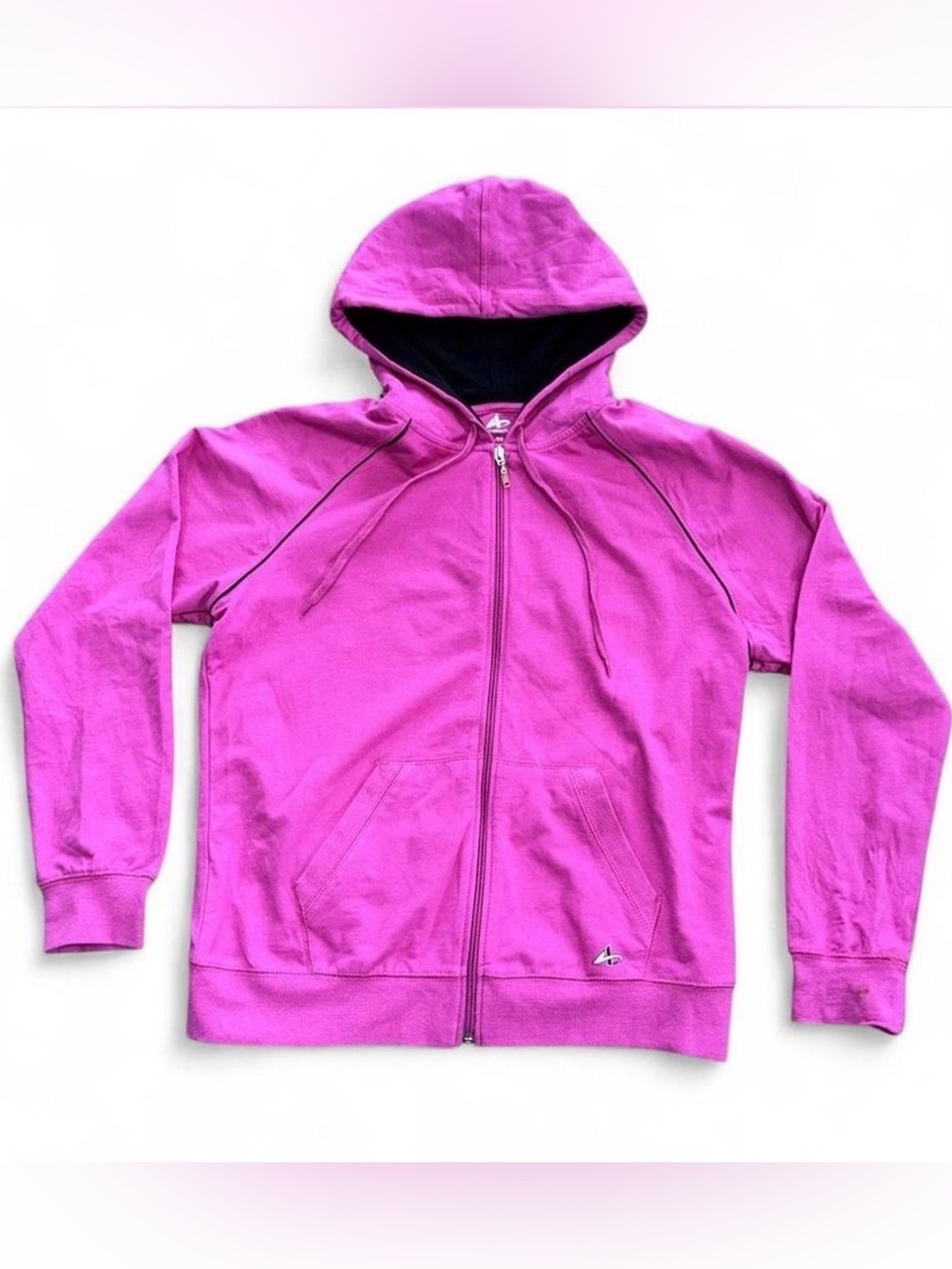 Athletech Women's XL Pink Full Zip Hoodie NWOT Cotton Athletic Jacket Piping